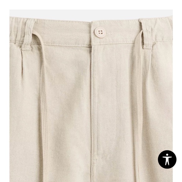 Zara Men's Cream Flat Front Shorts - Picture 13 of 13